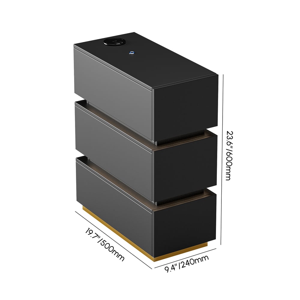 Table de chevet intelligente Lumio à 3 tiroirs à LED avec éclairage Poids, dimensions, image
