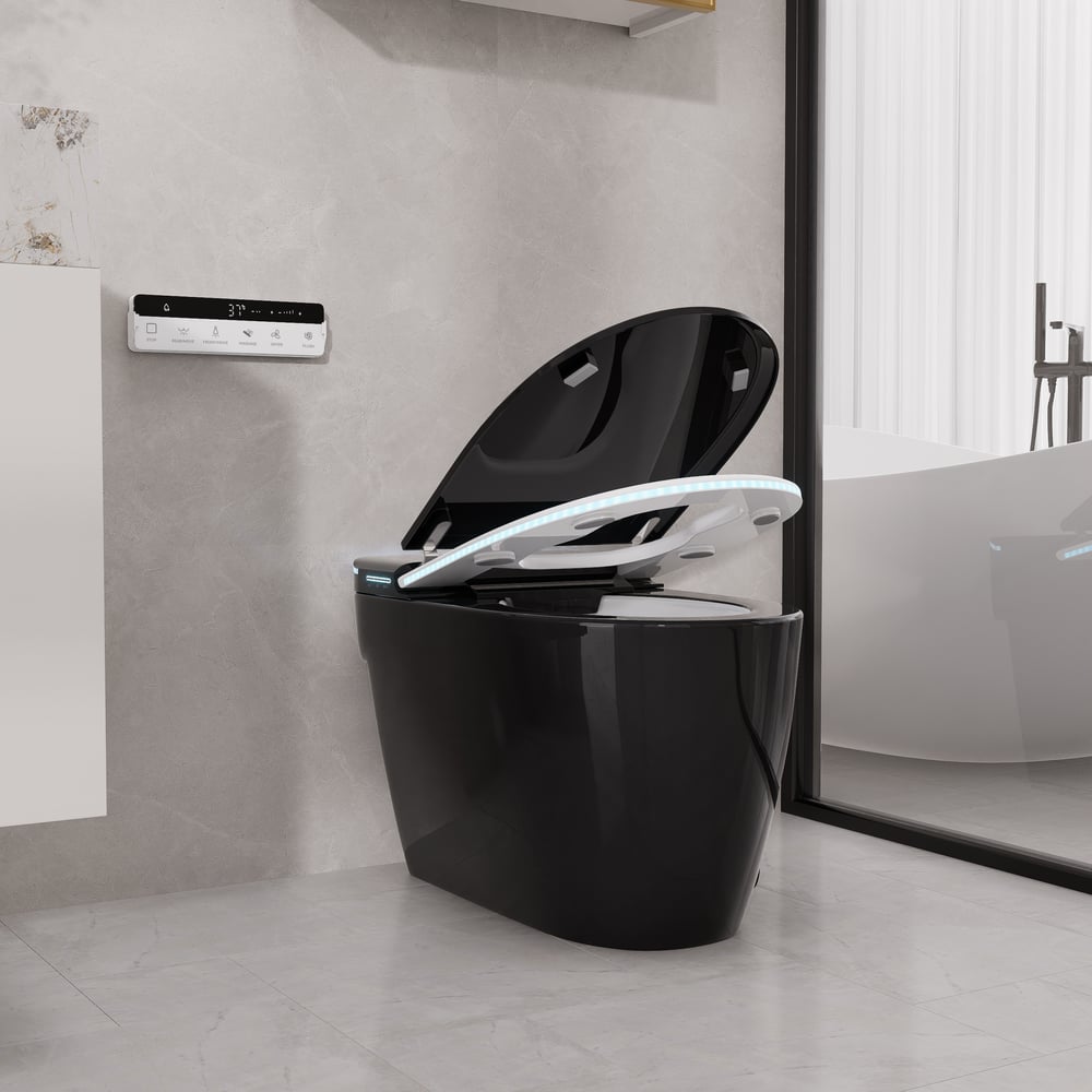 Hynova AX7 Automatic Smart Bidet Toilet Black with built-in water tank|  Night Light window image