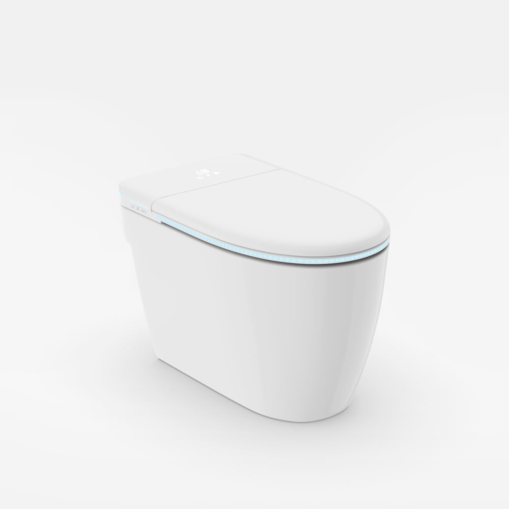 Automatic One-Piece Elongated Smart Bidet Toilet with Built-in Tank Vertical Outlet