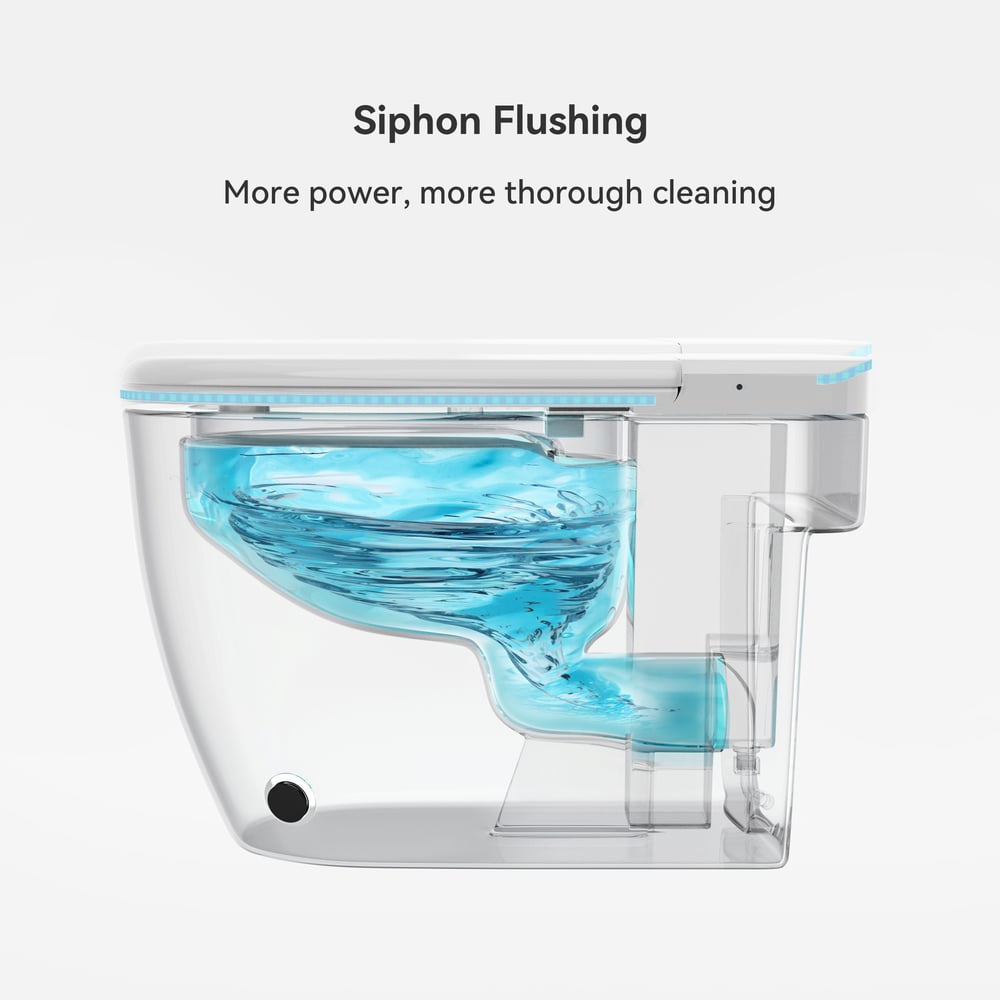 One-Piece Elongated Smart Bidet Toilet with Built-in Tank Horizontal Outlet window image