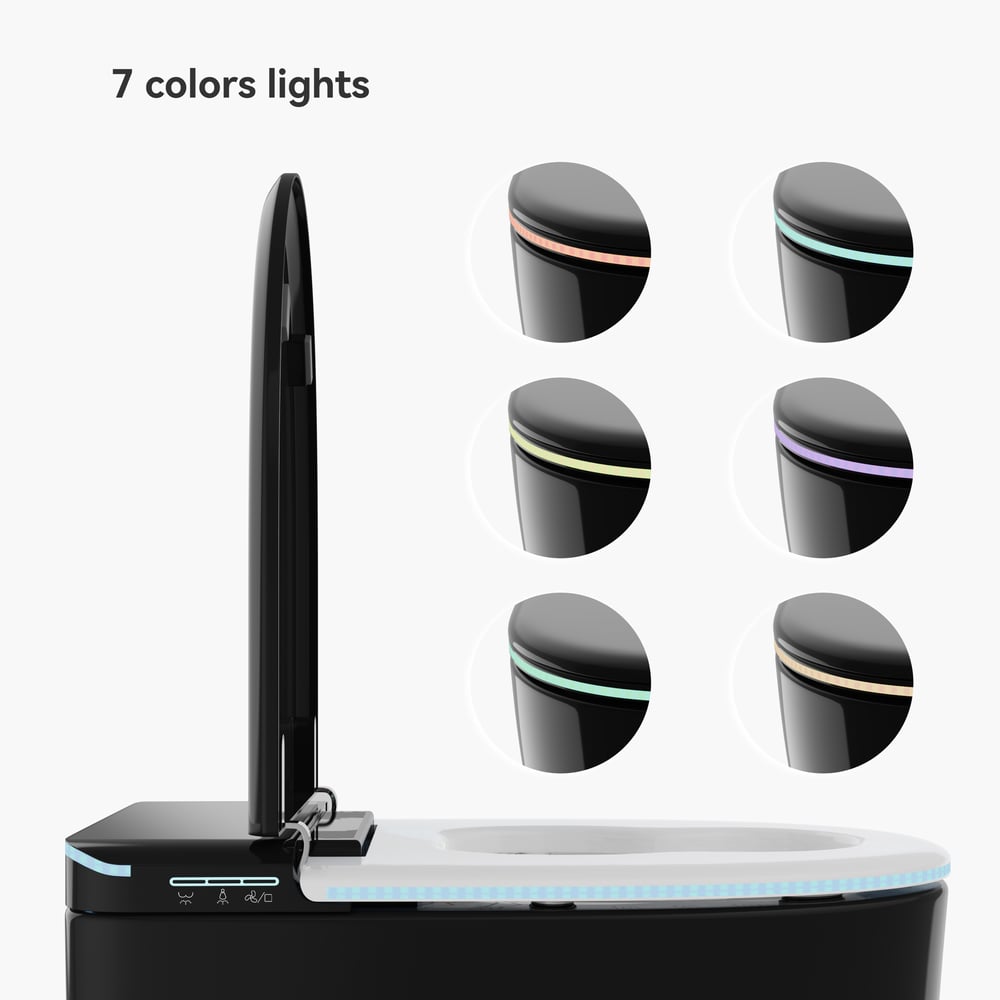 Hynova AX7 Automatic Smart Bidet Toilet Black with built-in water tank|  Night Light window image