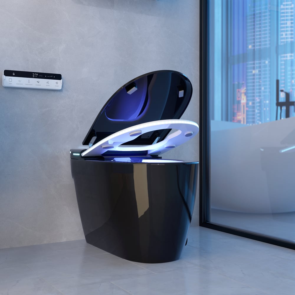 Hynova AX7 Automatic Smart Bidet Toilet Black with built-in water tank|  Night Light window image