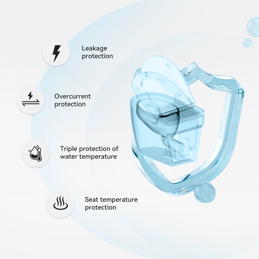 Hynova AX7 Automatic Smart Bidet Toilet Black with built-in water tank|  Night Light window image