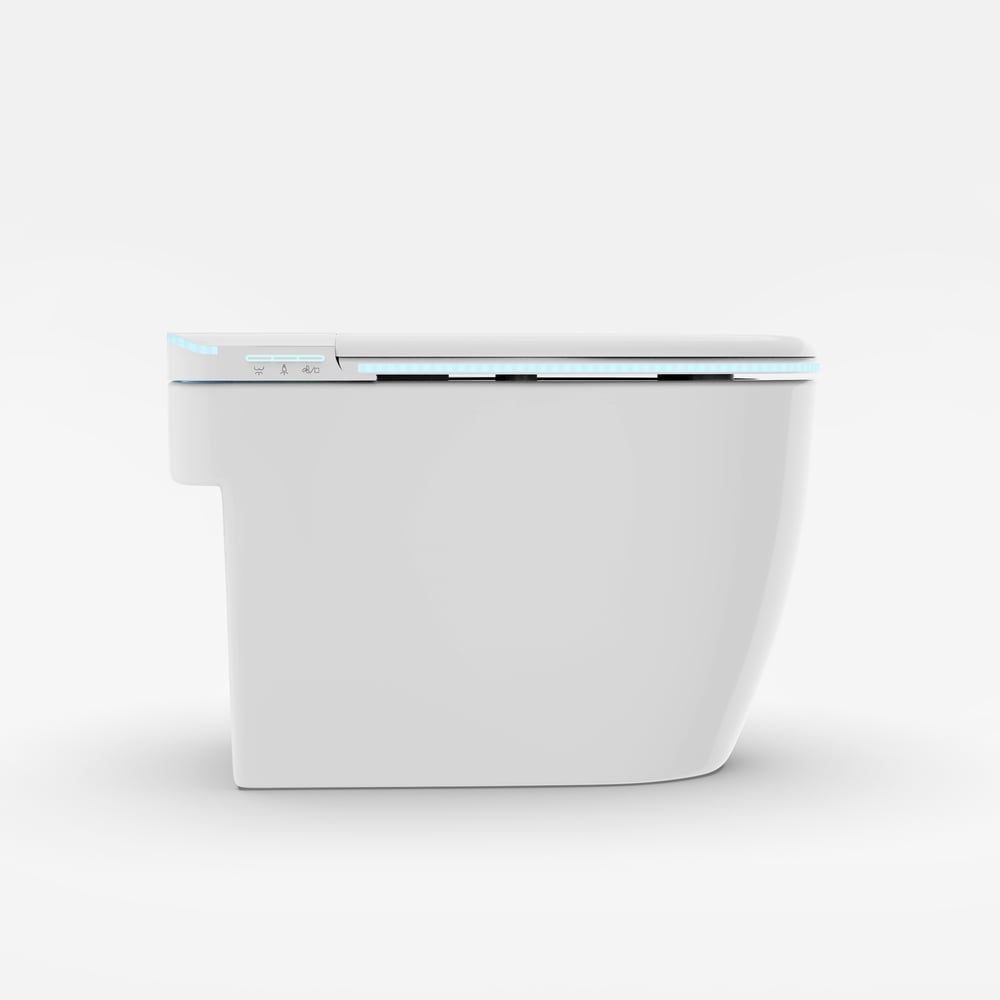 Automatic One-Piece Elongated Smart Bidet Toilet with Built-in Tank Vertical Outlet
