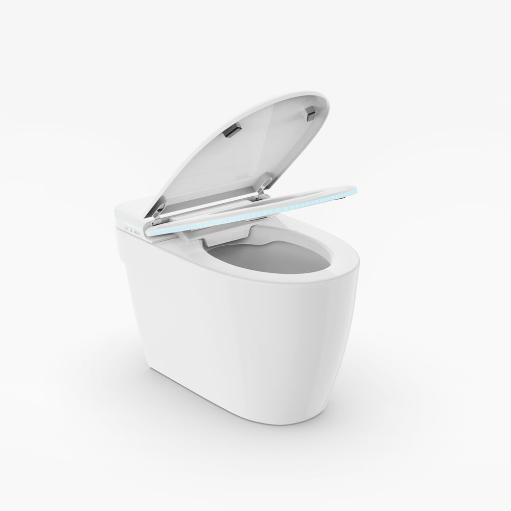 Automatic One-Piece Elongated Smart Bidet Toilet with Built-in Tank Vertical Outlet