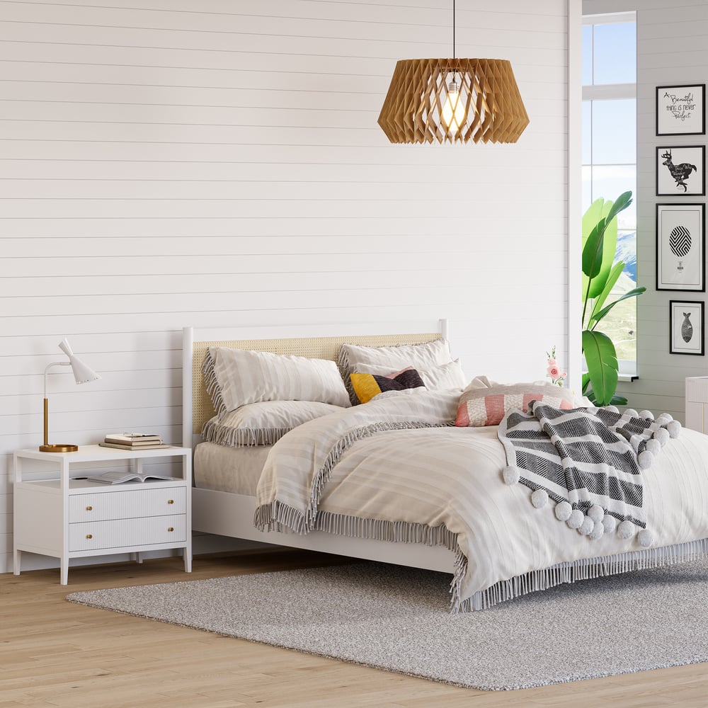 760mm Fluted 2-Drawer Wide Smart Nightstand window image