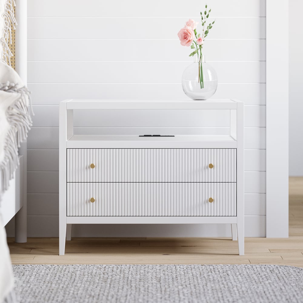 760mm Fluted 2-Drawer Wide Smart Nightstand window image
