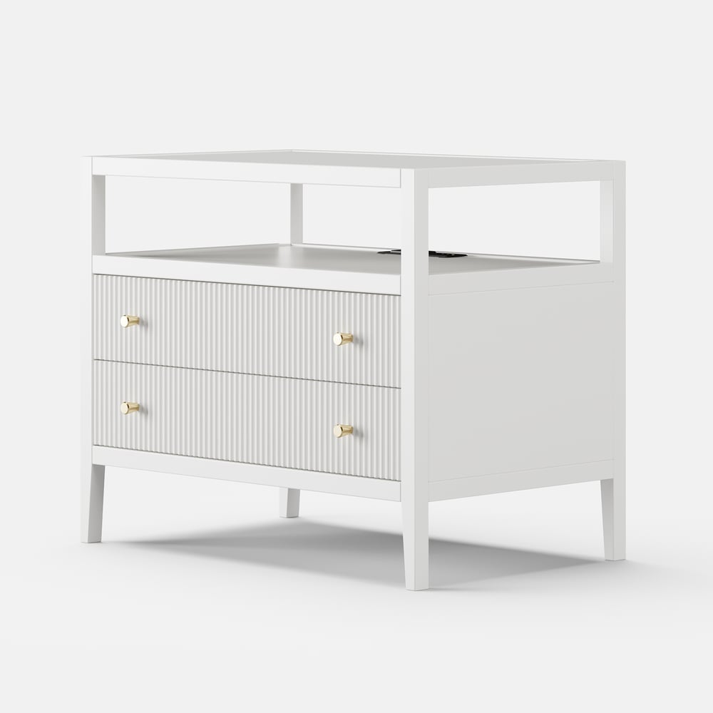760mm Fluted 2-Drawer Wide Smart Nightstand window image