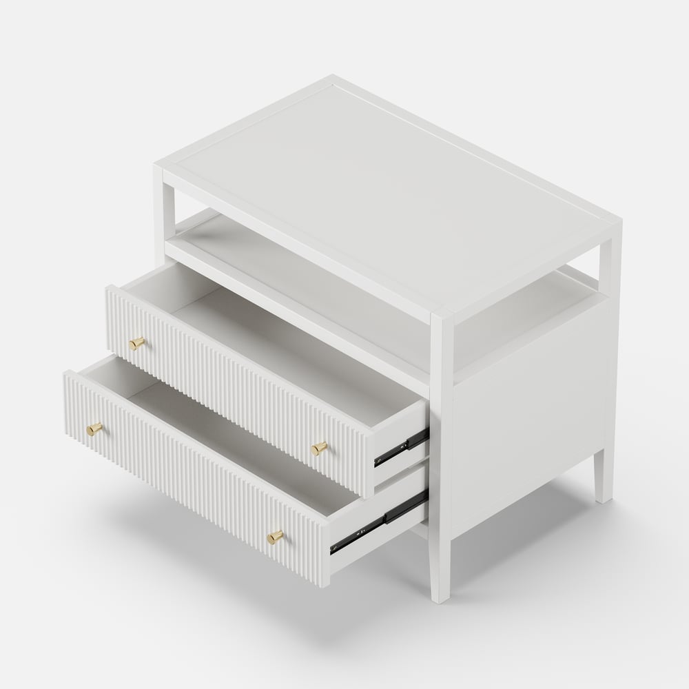760mm Fluted 2-Drawer Wide Smart Nightstand window image
