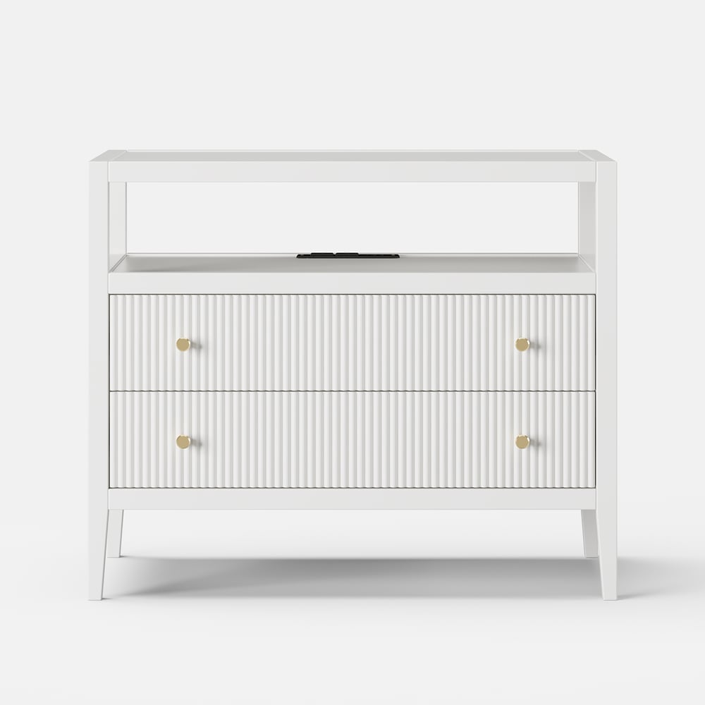 760mm Fluted 2-Drawer Wide Smart Nightstand window image