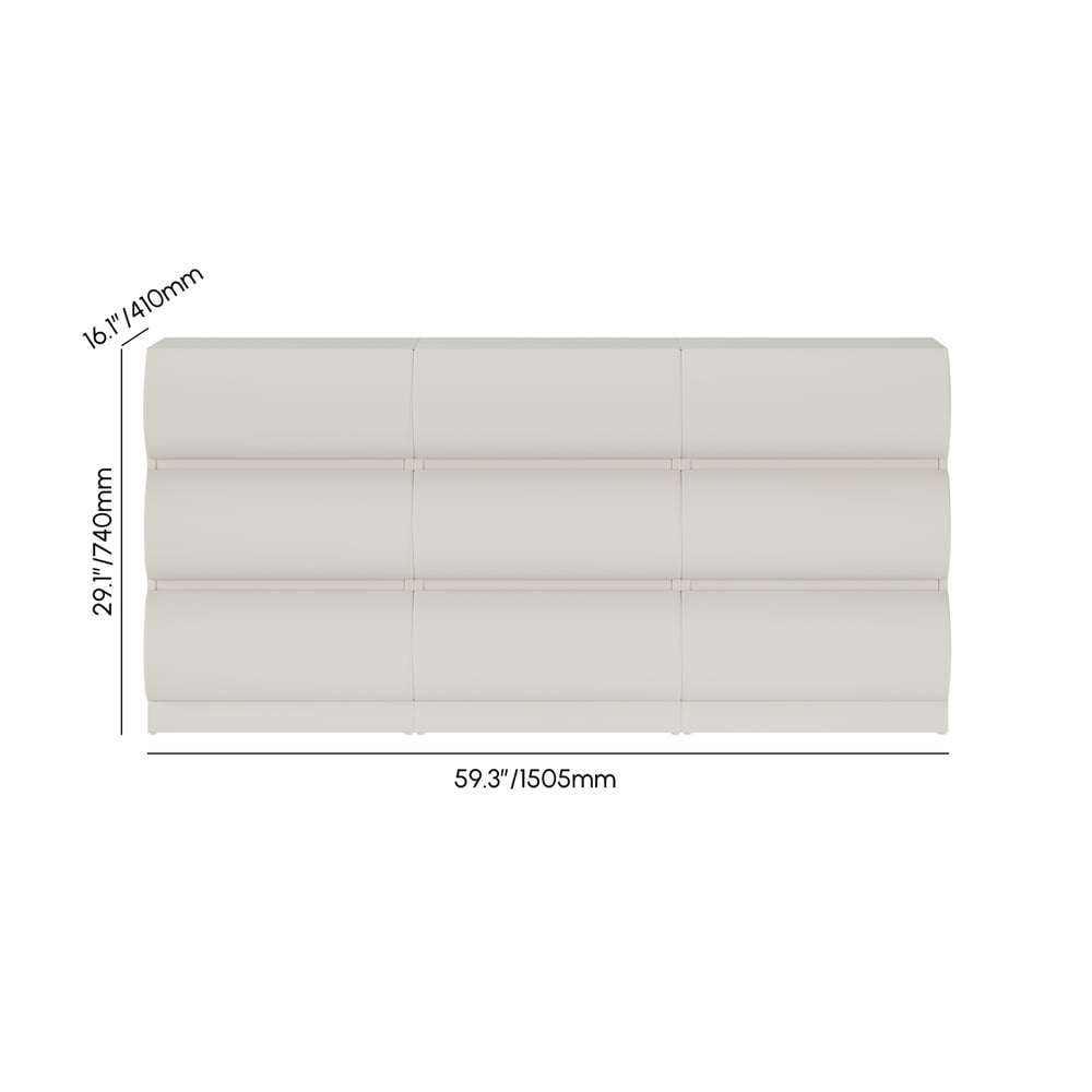 Humply 59" Leather White 9-Drawer Dresser Chest weights dimensions image