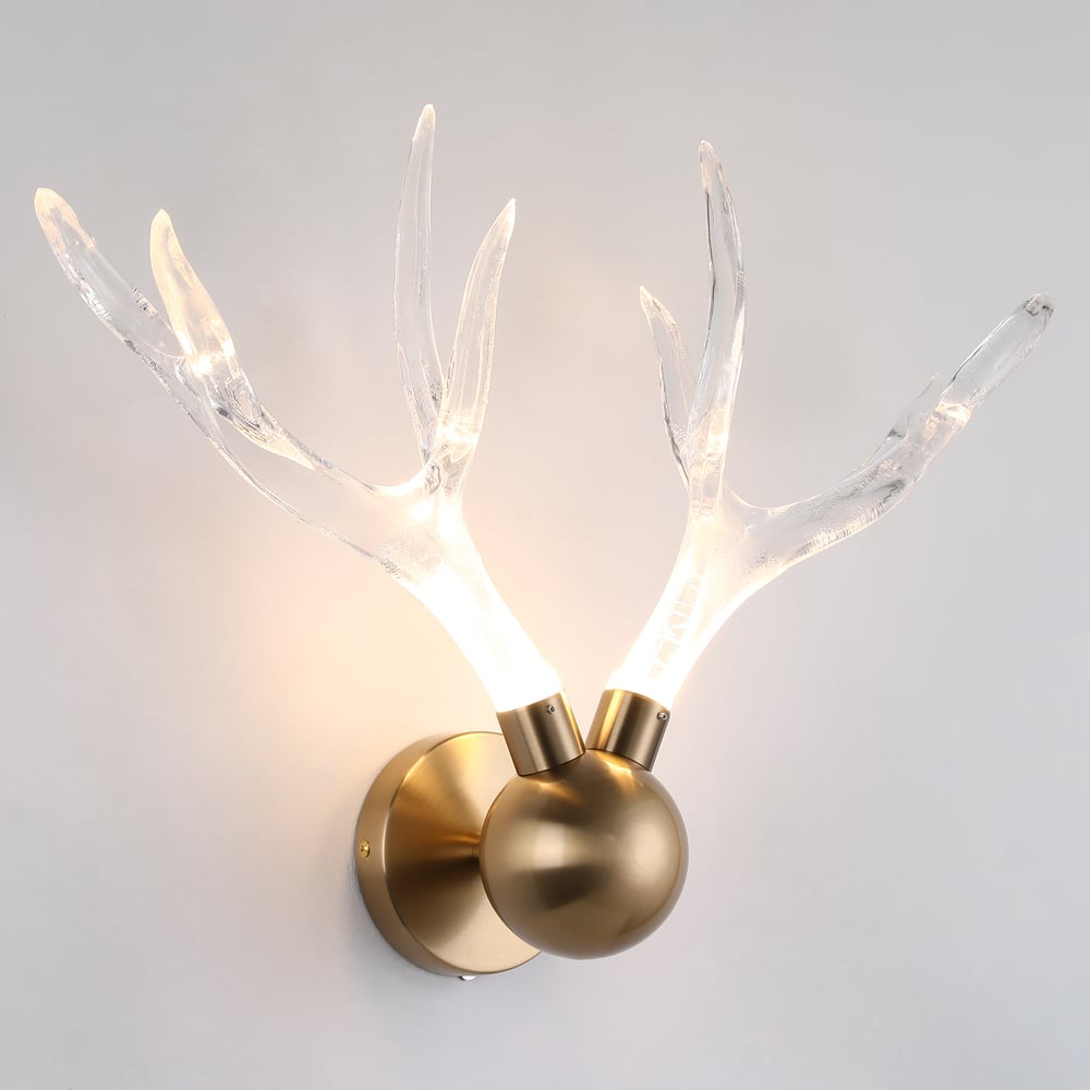 Resin Deer Antler Golden Art Deco LED Wall Sconce window image