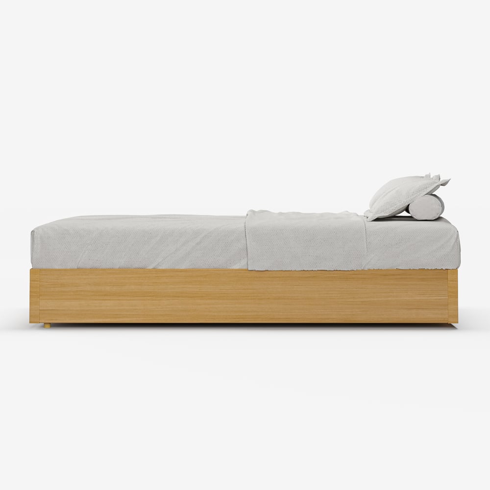 Japandi King Size Natural Bed Frame with Storage