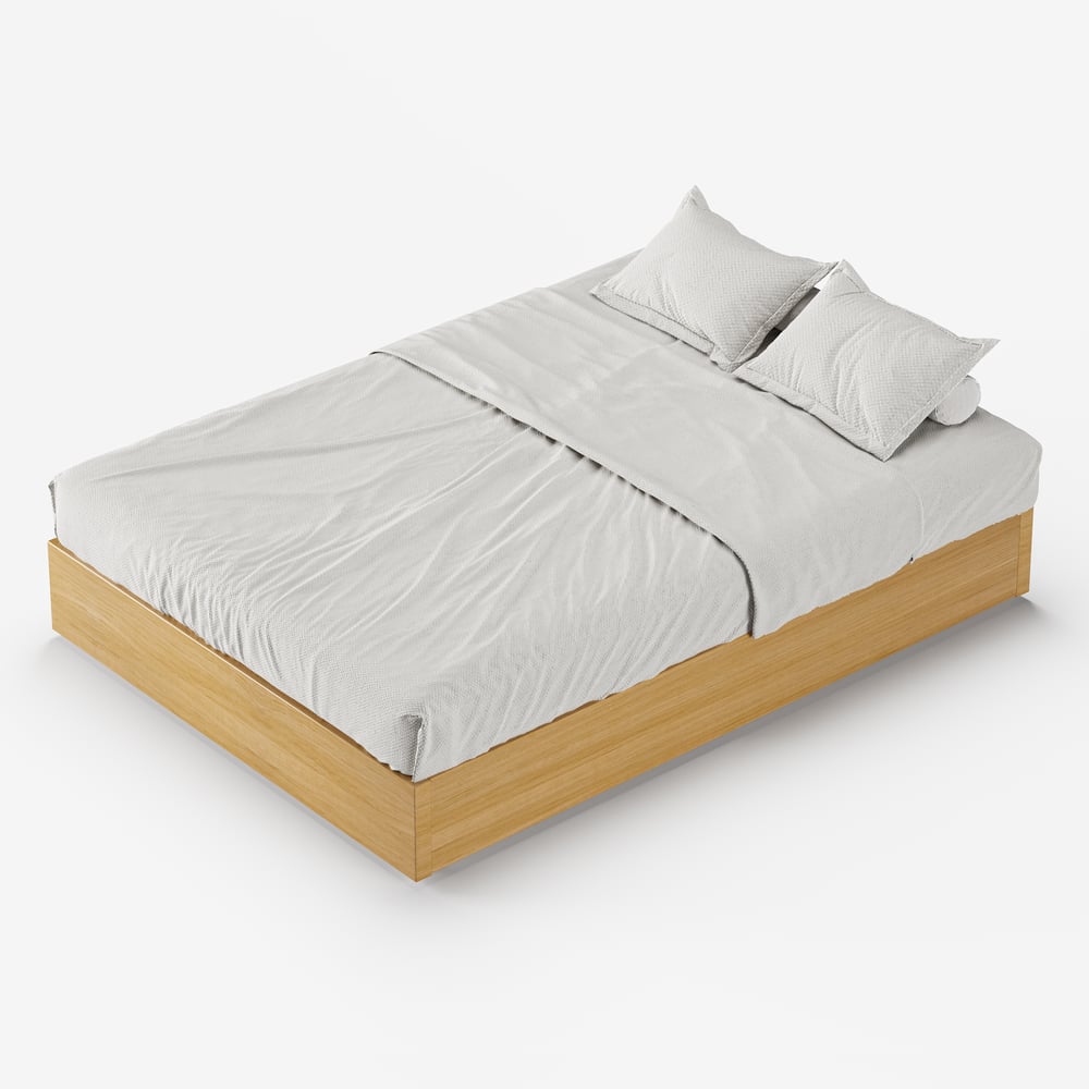 Japandi King Size Natural Bed Frame with Storage