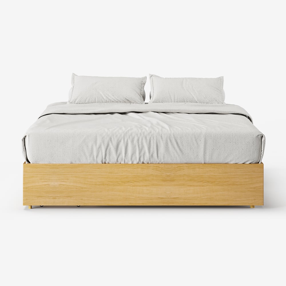 Japandi King Size Natural Bed Frame with Storage