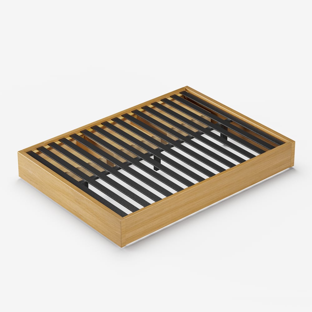 Japandi King Size Natural Bed Frame with Storage
