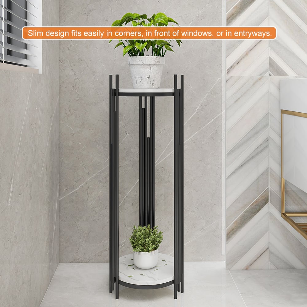 900mm Tall Metal 2-Tiered Plant Stand Modern Corner Plant Stand Indoor window image