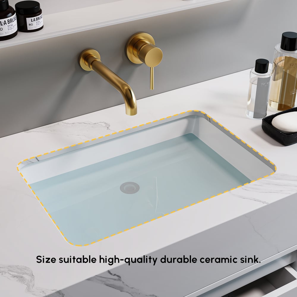 Bathroom Vanity Set 39.4" Modern Floating Sintered Stone Bathroom Vanity White with Sink window image