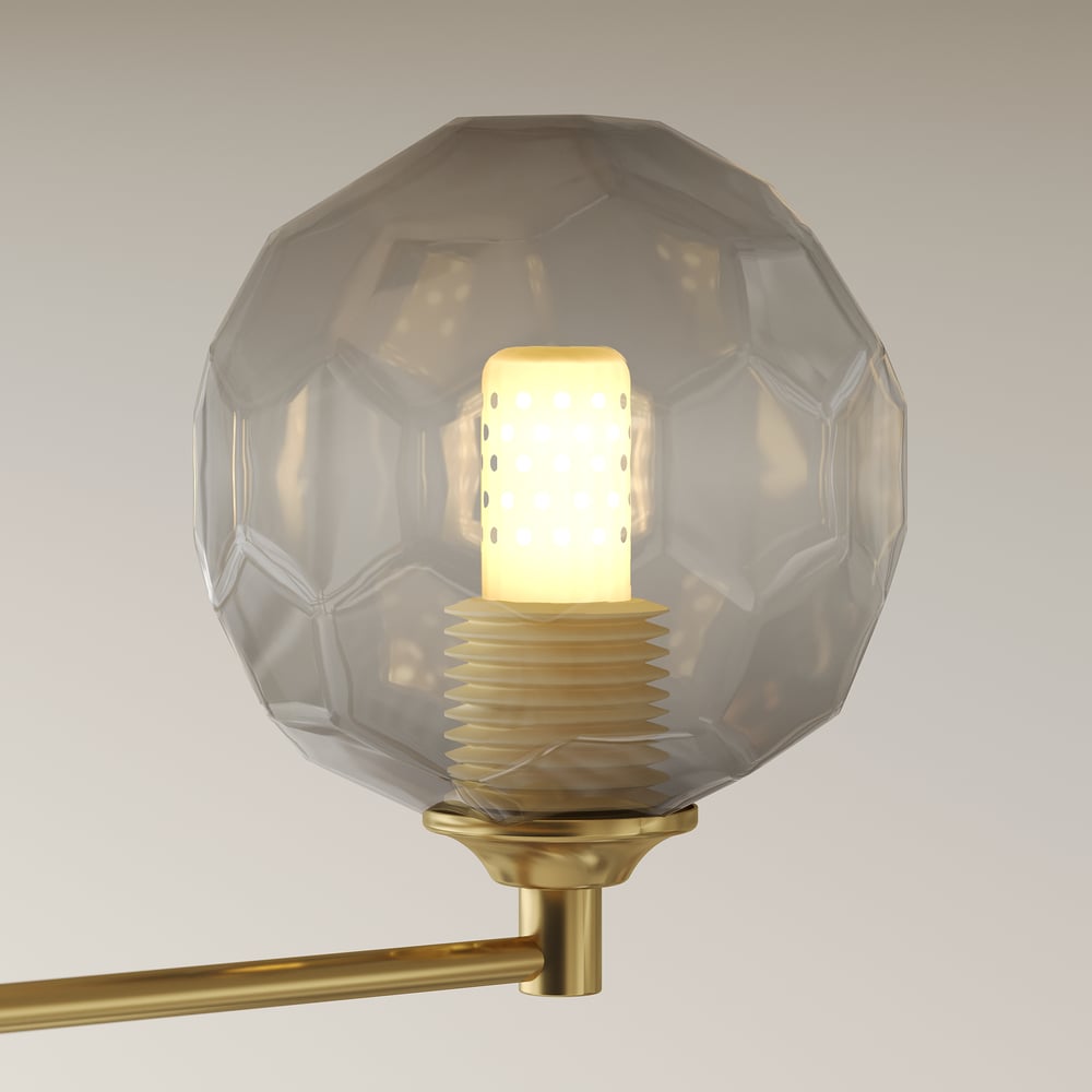 8-Light Sputnik Chandelier in Gold Globe Glass Shade Included window image