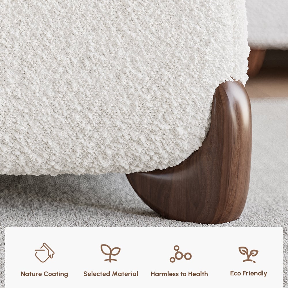 Curva Boucle King Upholstered Platform Bed with Walnut Legs window image