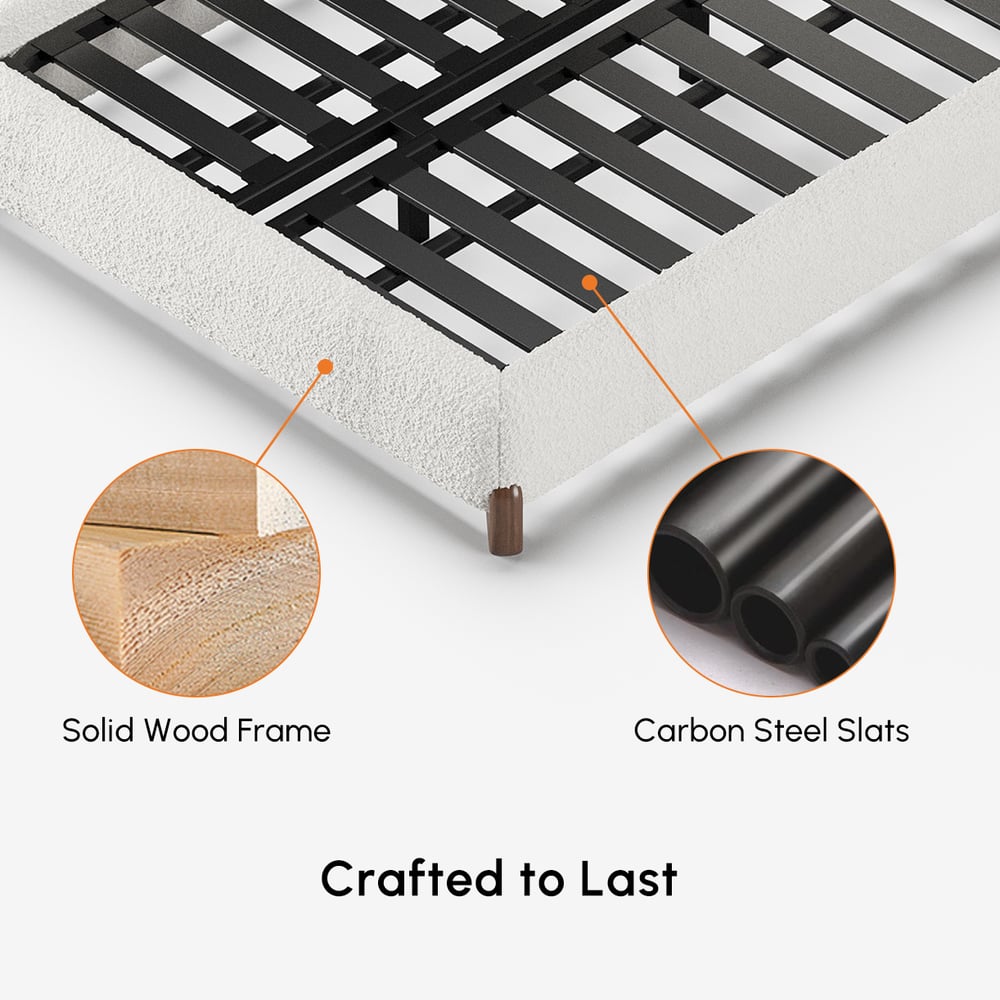 Curva Boucle King Upholstered Platform Bed with Walnut Legs window image