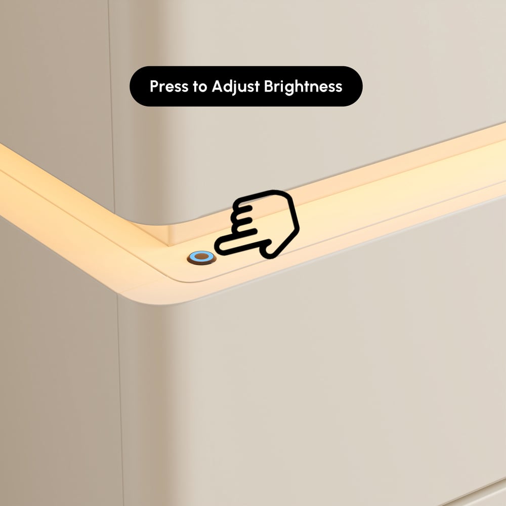 47-calowa szklana garderoba Island z 8 szufladami ze światłem obraz okna