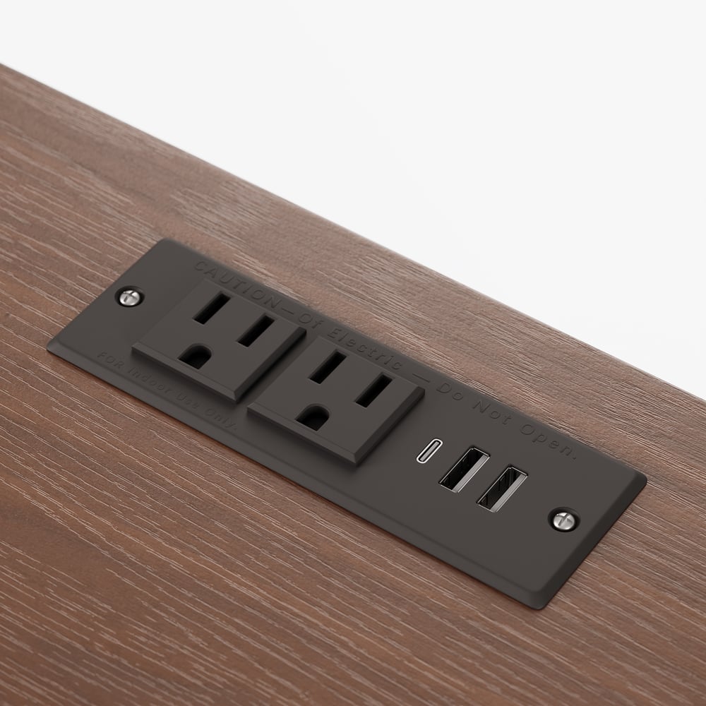 Modern Solid Wood King Upholstered Bed & 2 Fluted Nightstand Set with Charging Station window image