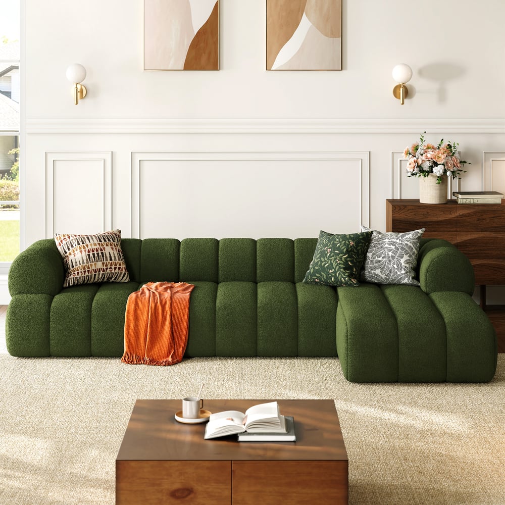 Questions and Answers for Nimbus 3000mm 3-Piece Channel Boucle Sectional Sofa with Chaise