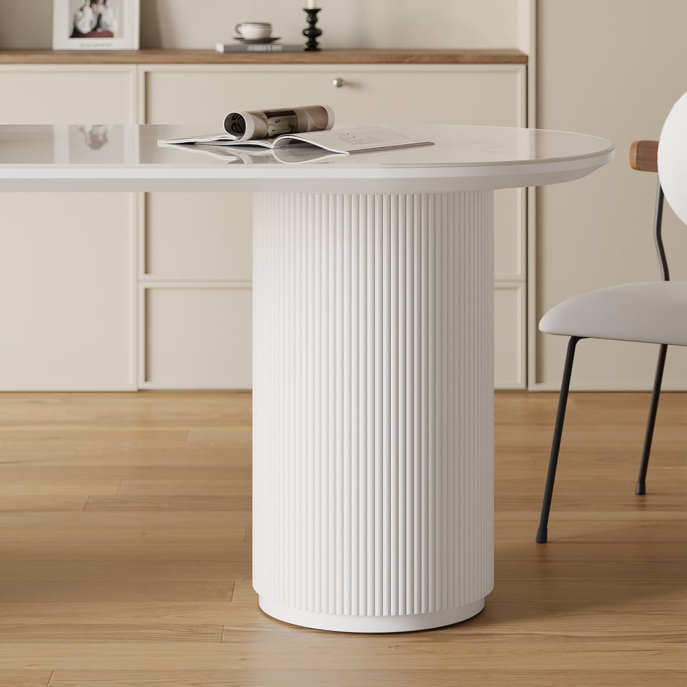 Expandable Kitchen Island with Marble-Pattern Sintered Stone Top 180-210cm