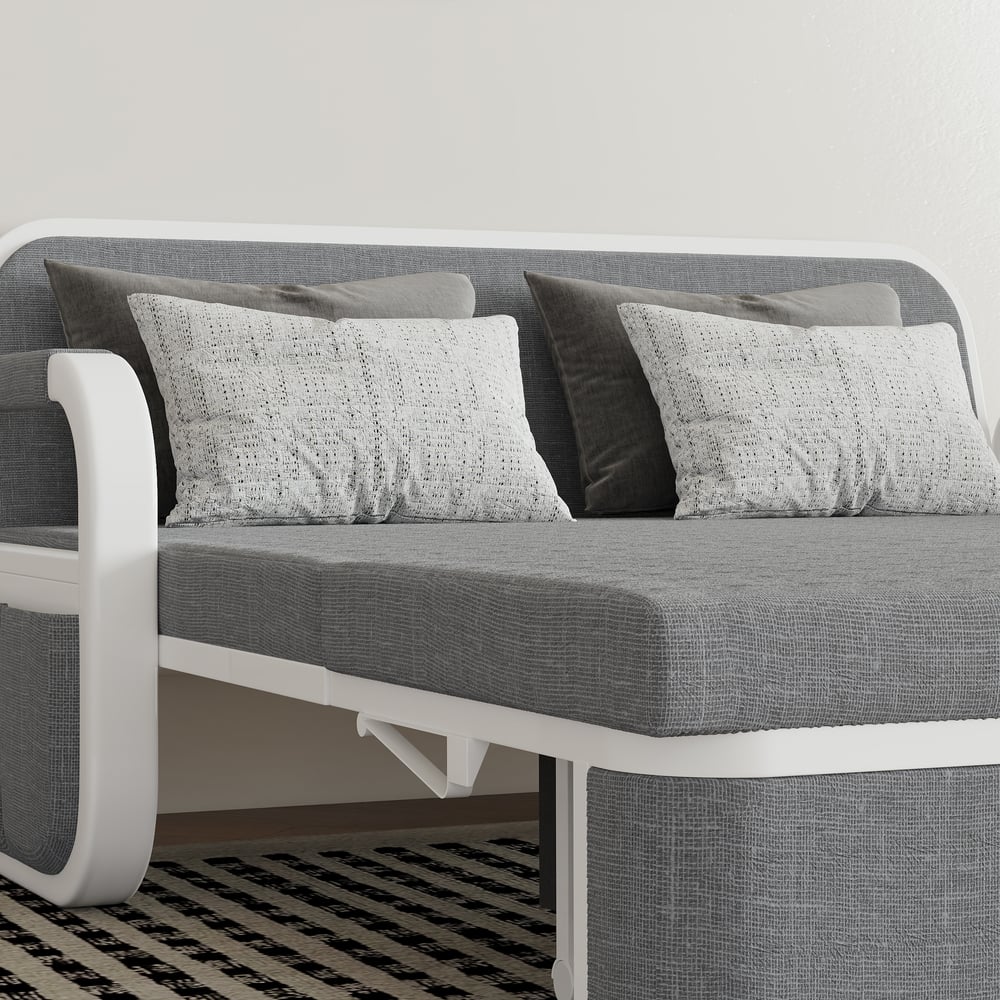 Canapé-lit Gris Clair en Coton et Lin Cadre en Bois Massif image de fenêtre