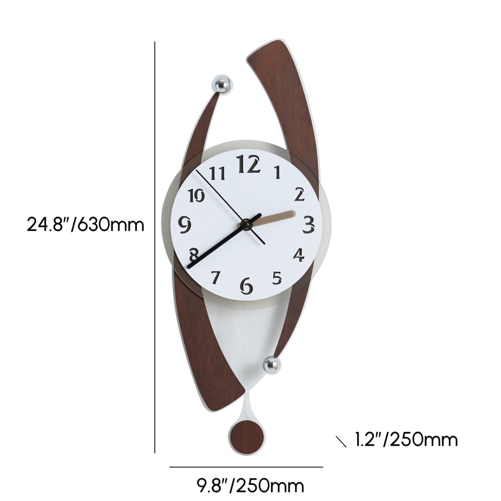 Modern Wall Clock with LED and Pendulum, Plug-in LED Light, Battery-Operated Clock weights dimensions image