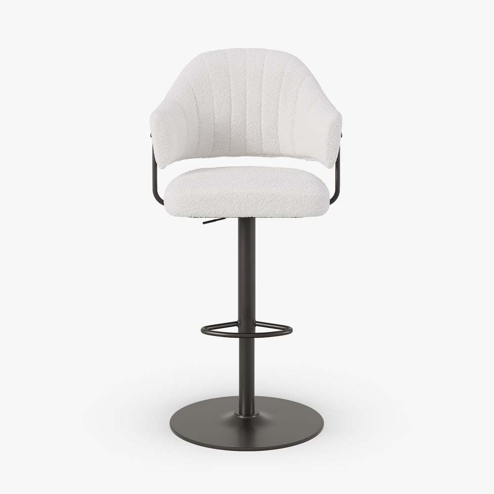 Modern Boucle Adjustable Counter Stool with Swivel Base