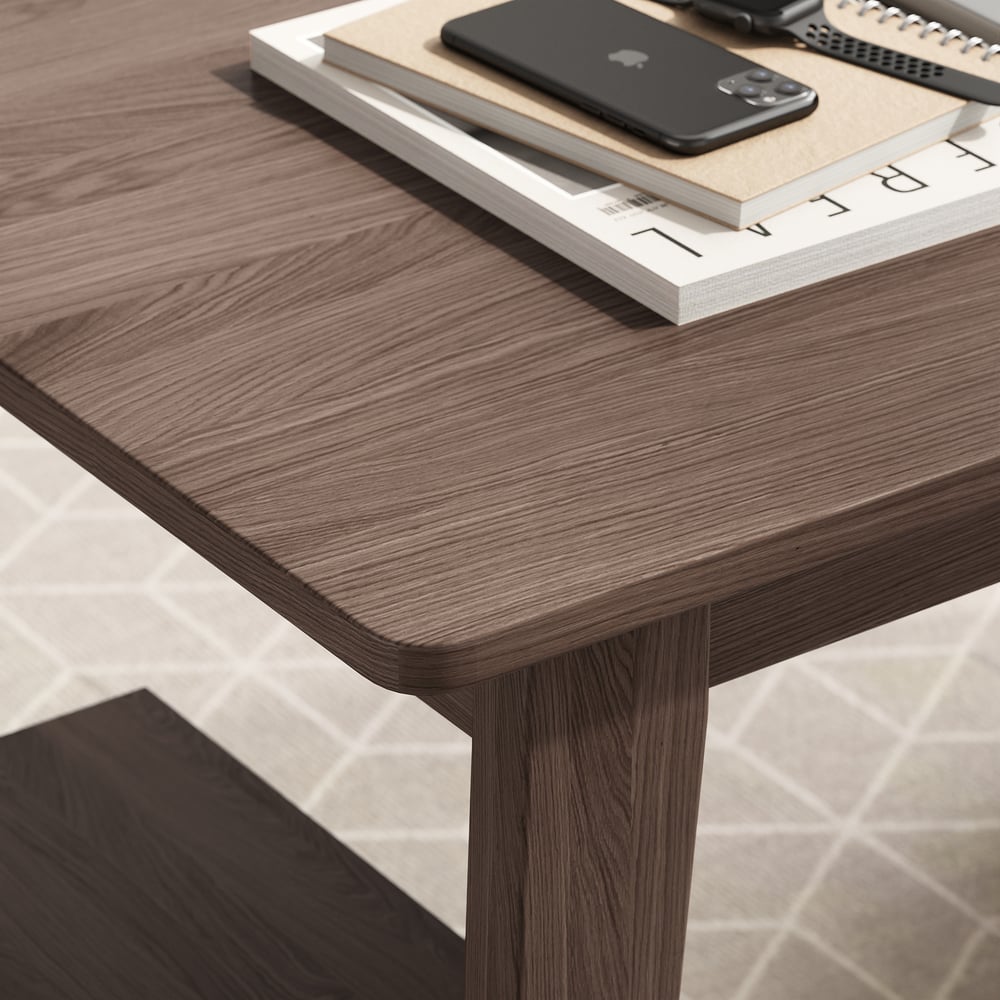 Ultic L Shaped Desk with Drawers, 47.2" Walnut Computer Desk Home Office window image