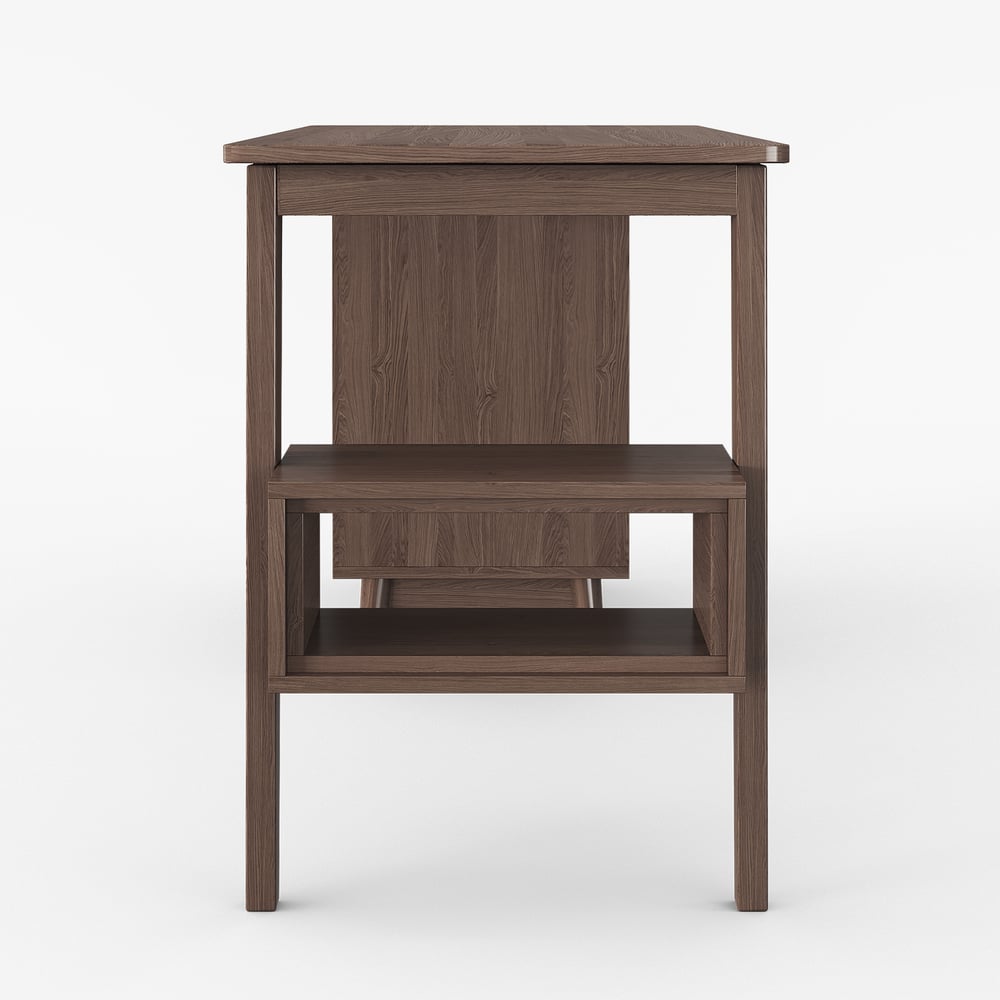 Ultic L Shaped Desk with Drawers, 47.2" Walnut Computer Desk Home Office window image