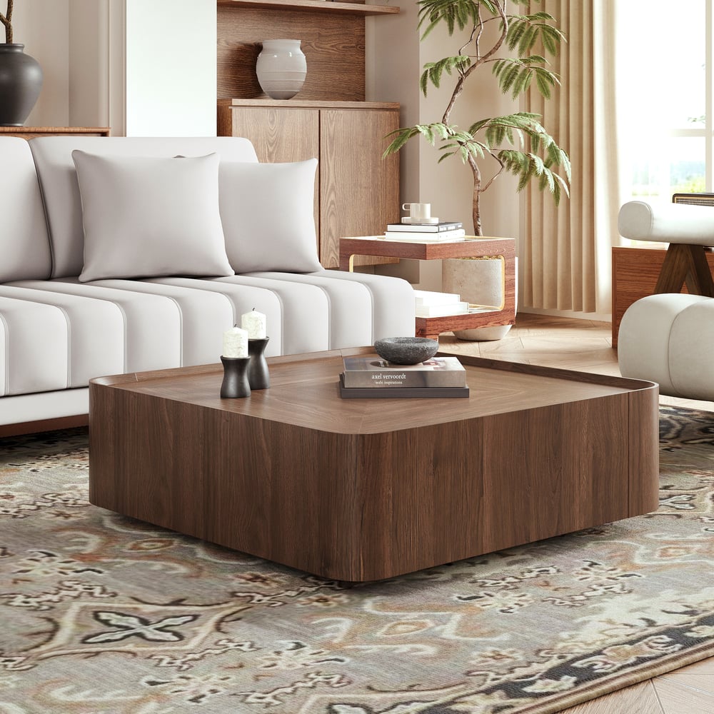 126" modulární kožená sekční sedací souprava ve tvaru písmene L s 35" čtvercovým konferenčním stolkem obrázek okna