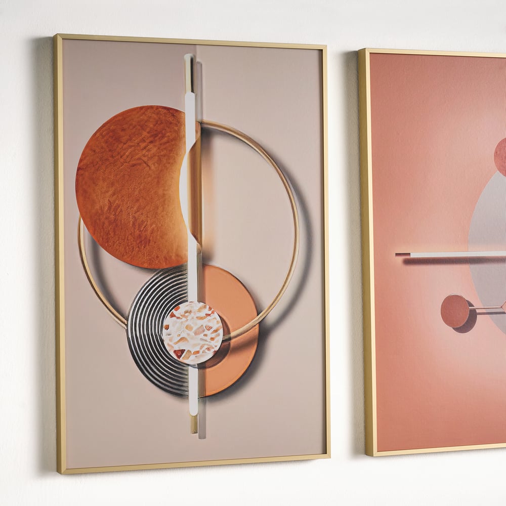 3 Pieces Modern Geometric Abstract Wall Decor Set Canvas Print with Frame Living Room
