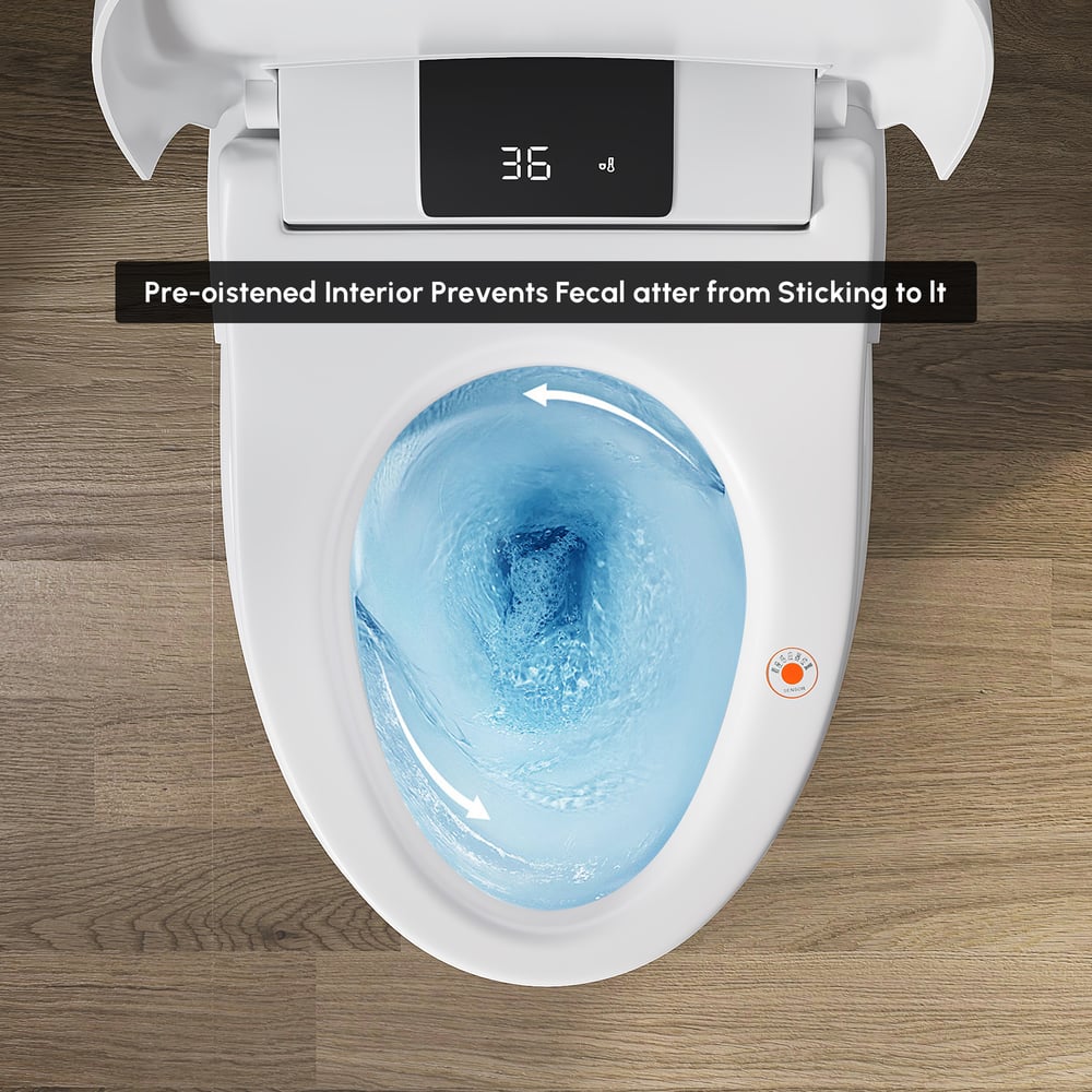 Automatic Flushing Smart Bidet Toilet with Auto Open/Close Lid White
