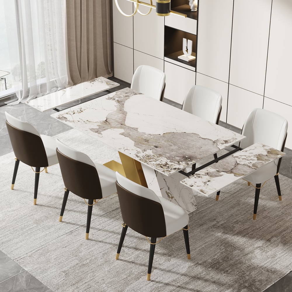 1600mm-2000mm Modern Extendable Sintered Stone Dining Table Seats 4-6 People window image