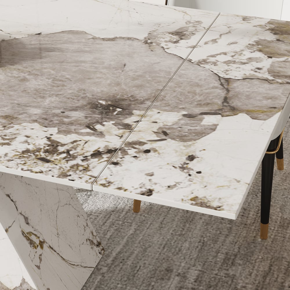 1600mm-2000mm Modern Extendable Sintered Stone Dining Table Seats 4-6 People window image