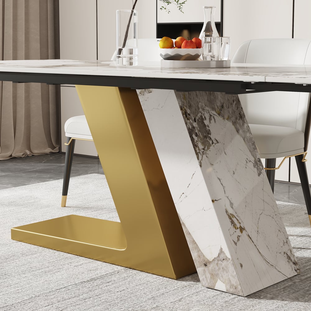 1600mm-2000mm Modern Extendable Sintered Stone Dining Table Seats 4-6 People window image