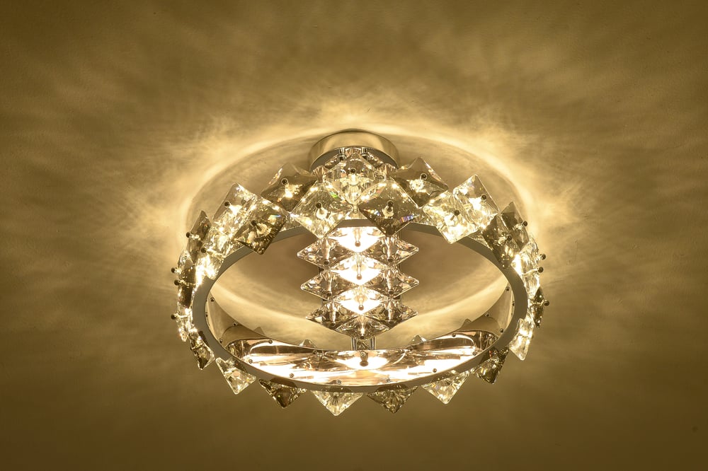 Elegant Round Crystal Ceiling Light with Warm White Glow