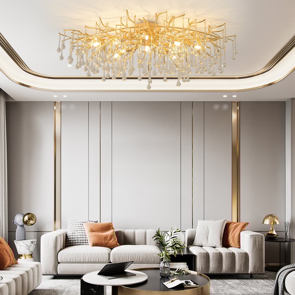 Luxury Gold Flush Ceiling Light 1000mm window image