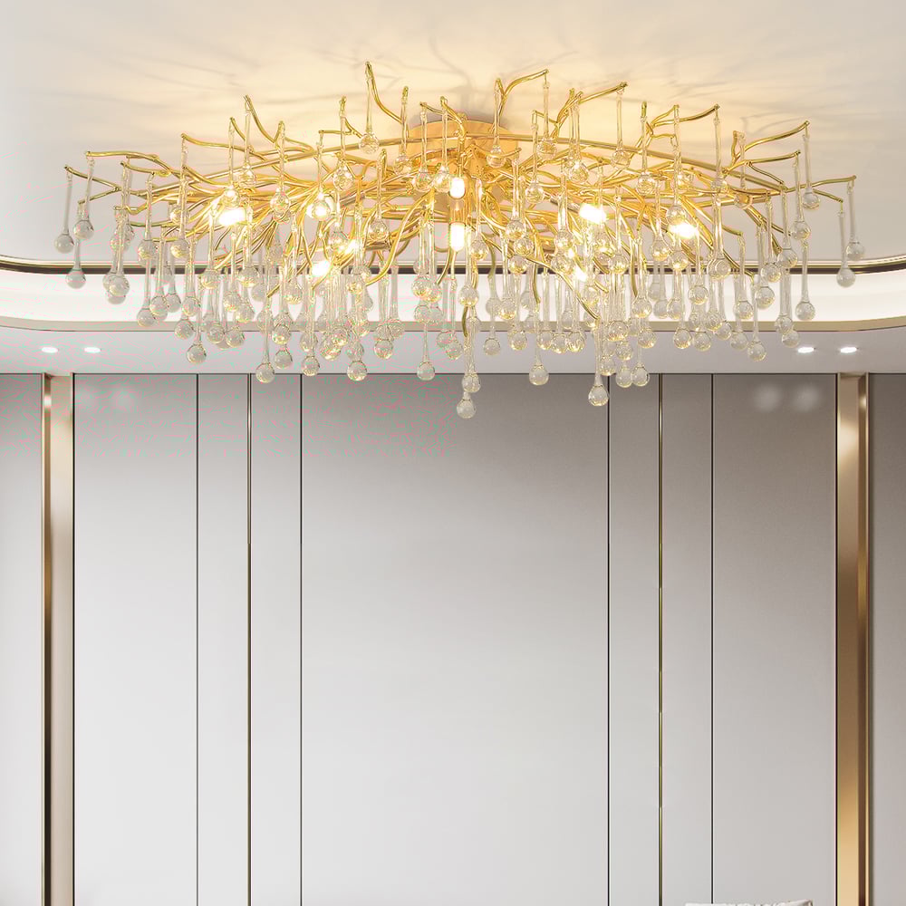 Luxury Gold Flush Ceiling Light 1000mm window image