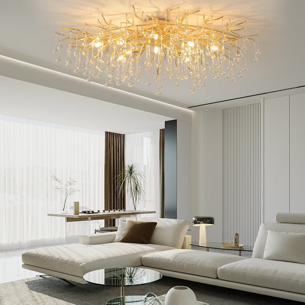 Luxury Gold Flush Ceiling Light 1000mm window image