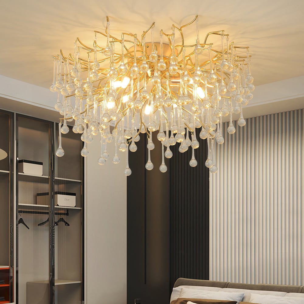 Luxury Gold Flush Ceiling Light 600mm window image