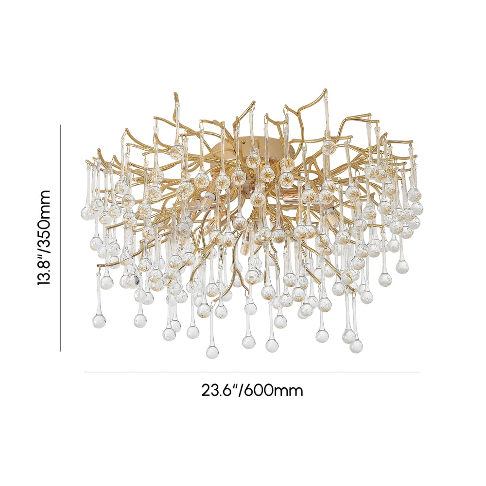 Luxury Gold Flush Ceiling Light 600mm weights dimensions image