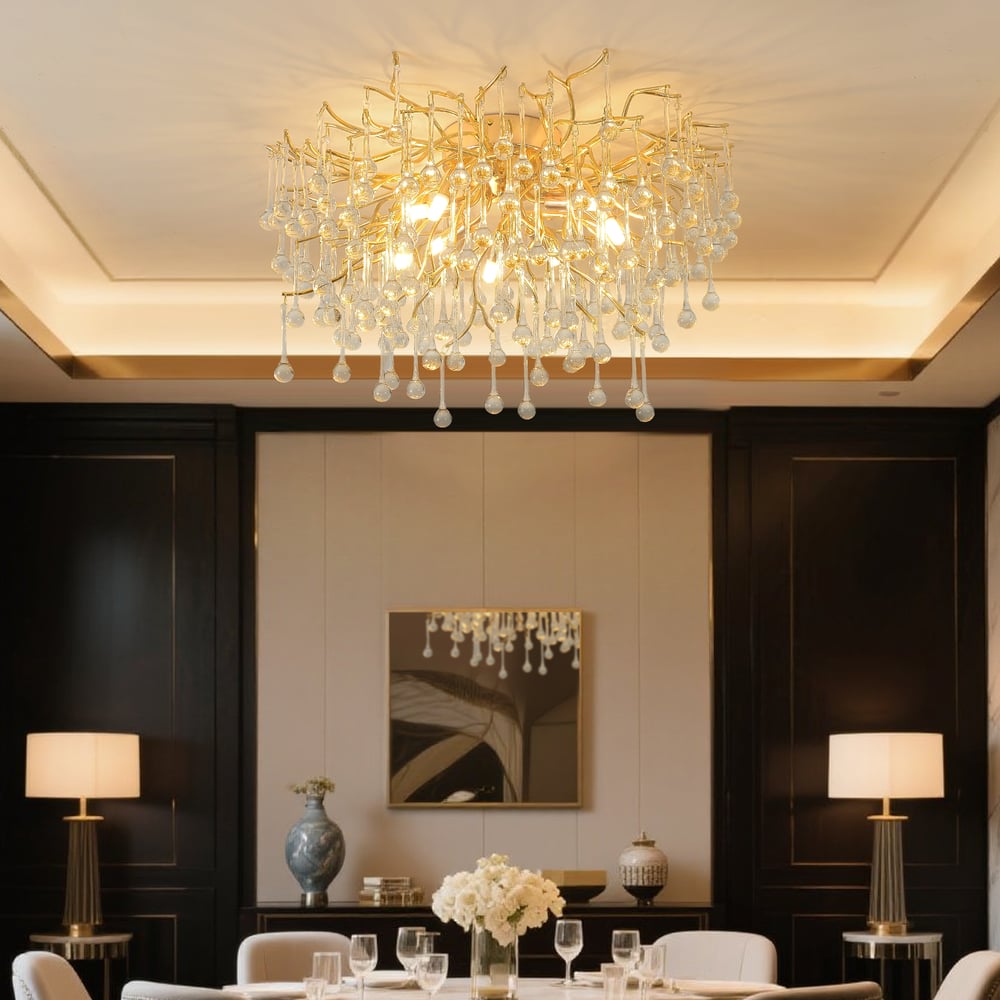 Luxury Gold Flush Ceiling Light 600mm window image