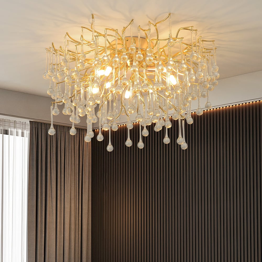 Luxury Gold Flush Ceiling Light 600mm window image