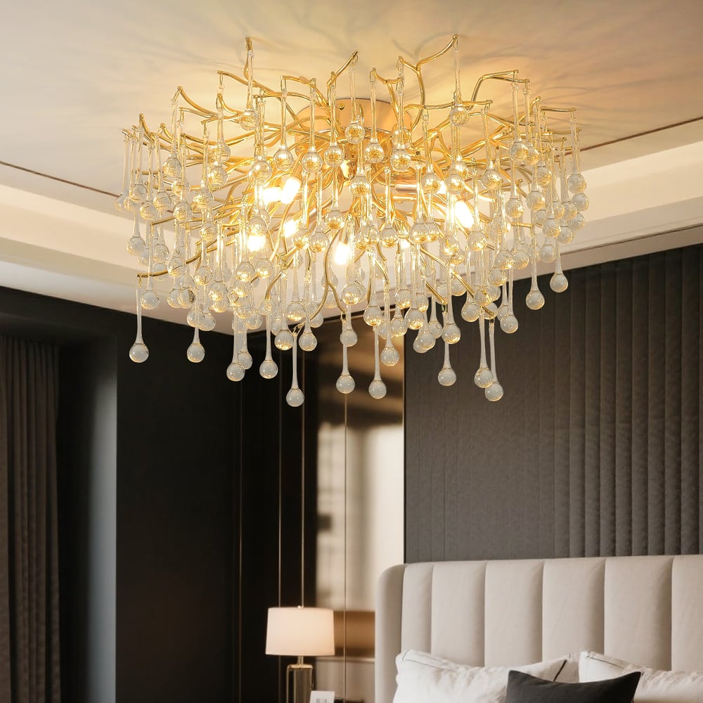 Luxury Gold Flush Ceiling Light 600mm window image