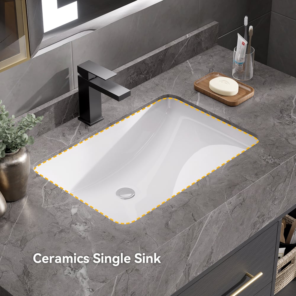 Modern 900 mm Floating Washbasin with Sintered Stone Sink and 2 Drawers window image